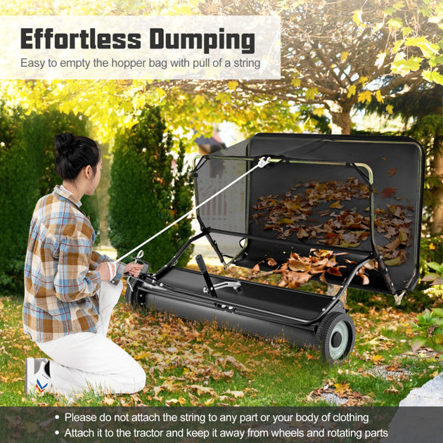 BreeBe 48 Inch Tow-Behind Lawn Sweeper with 26/27 Cu.FT Hopper Bag ...