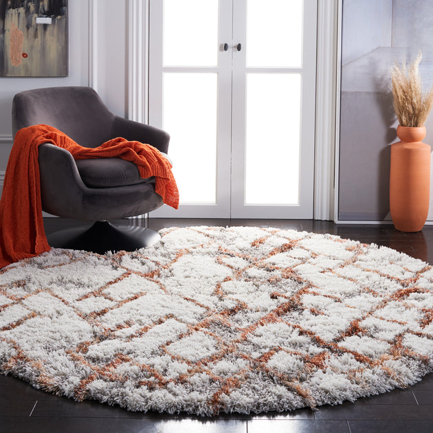 Safavieh Horizon Shag Machine Made Area Rug, Ivory / Rust Shag ...