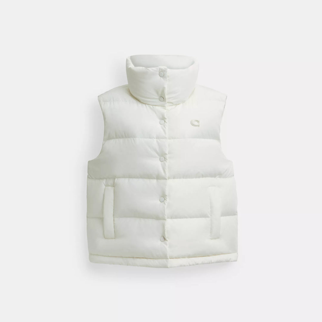 COACH◆PUFFER VEST/ダウンベスト/M/ポリエステル/BLK/CV308 COACH Men's Down Puffer Black Signature Logo Vest size XS