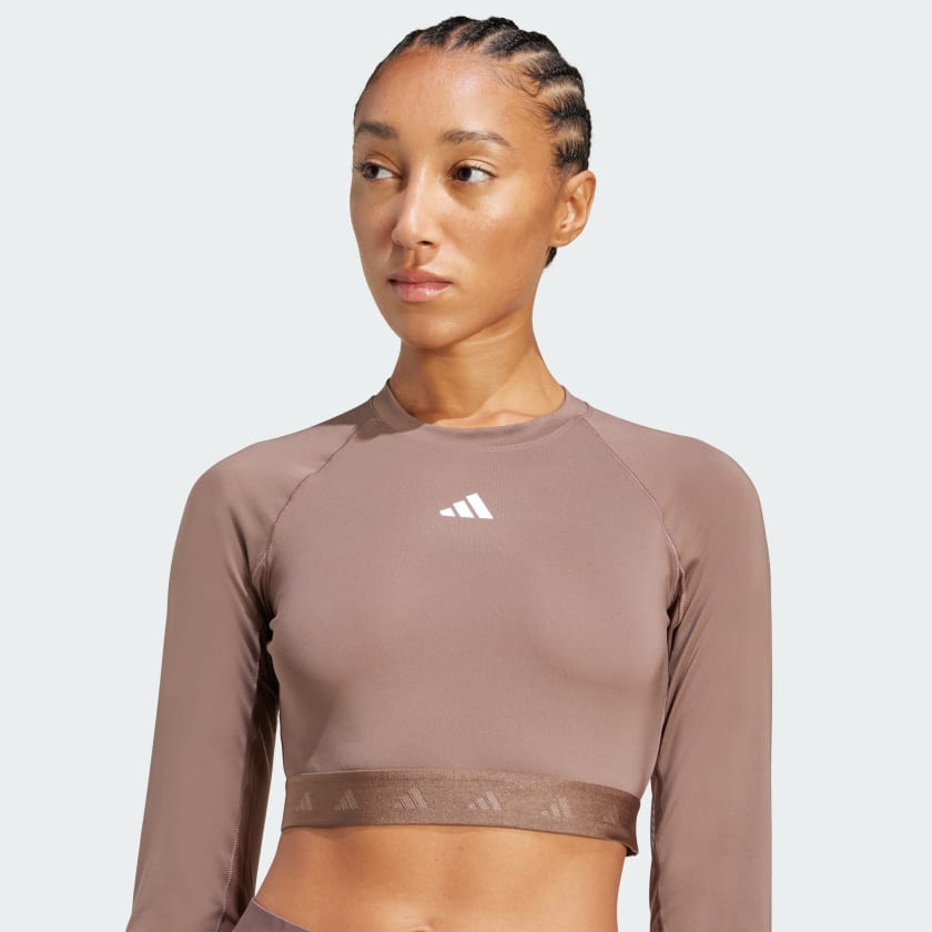 adidas Women's Hyperglam Training Cropped Long Sleeve Tee | ShopSimon