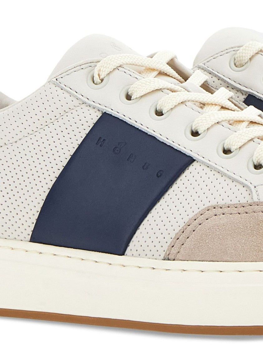 スニーカー Hogan Premium White Sneakers With Textured Accents Sneakers Hogan H630 IVORY, BLUE for Man HXM6300EU50ODZ12743L