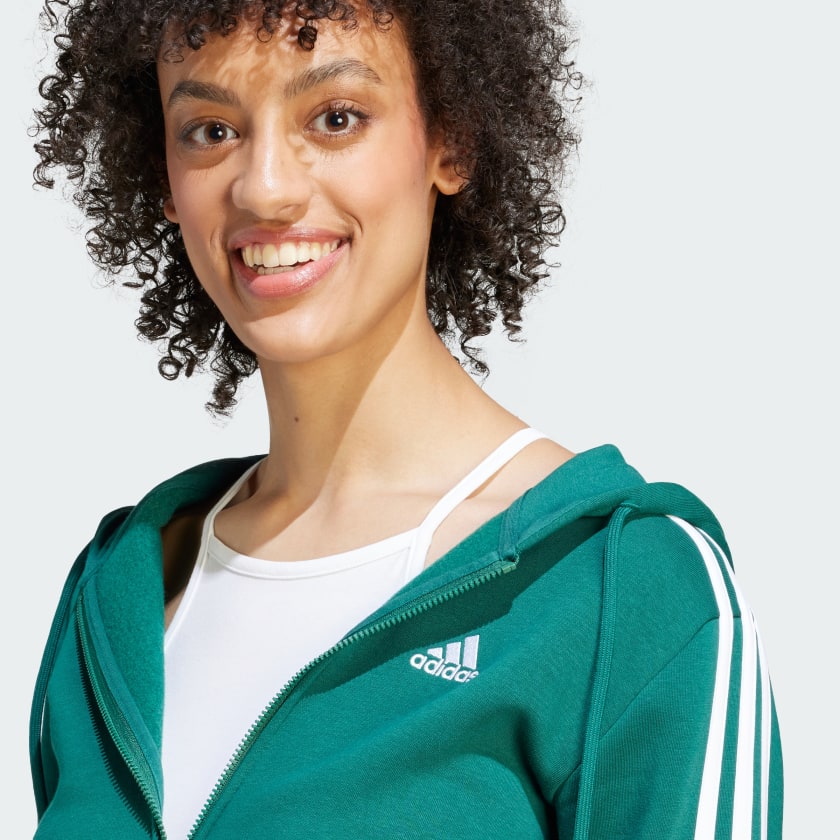 adidas Women's Essentials 3-stripes Full-zip Fleece Hoodie