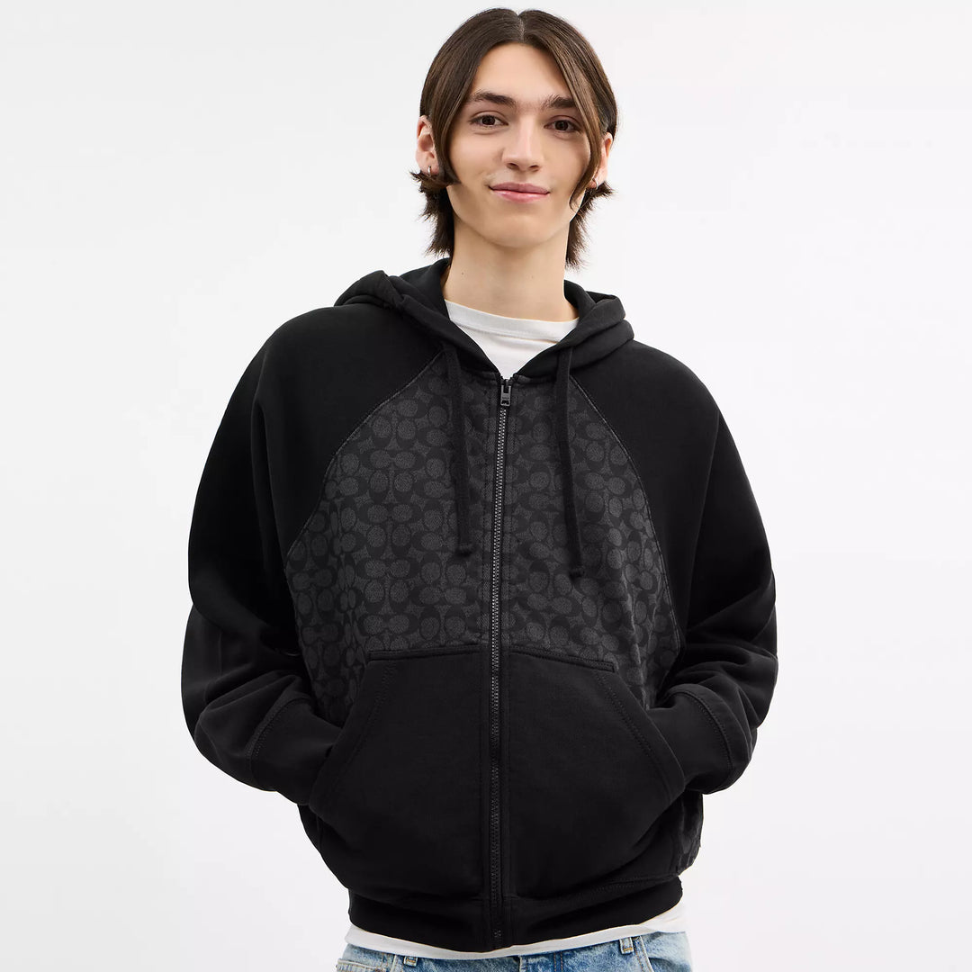 Coach Outlet Signature Full Zip Hoodie In Organic Cotton | ShopSimon
