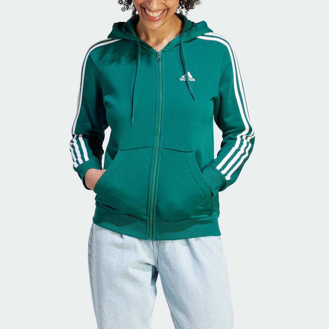 Adidas women's essentials linear full zip fleece hoodie hotsell