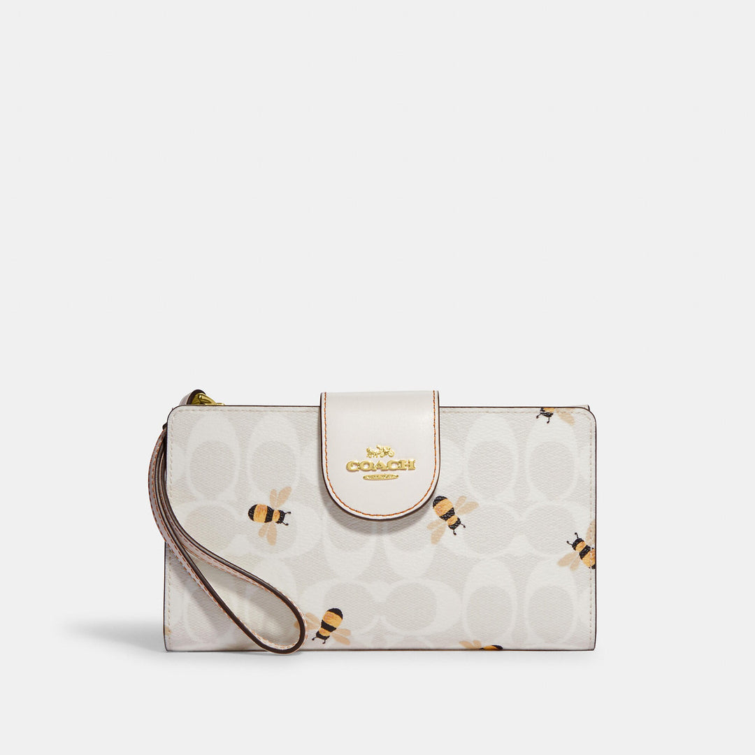 Coach Outlet Tech Wallet In Signature Canvas With Bee Print