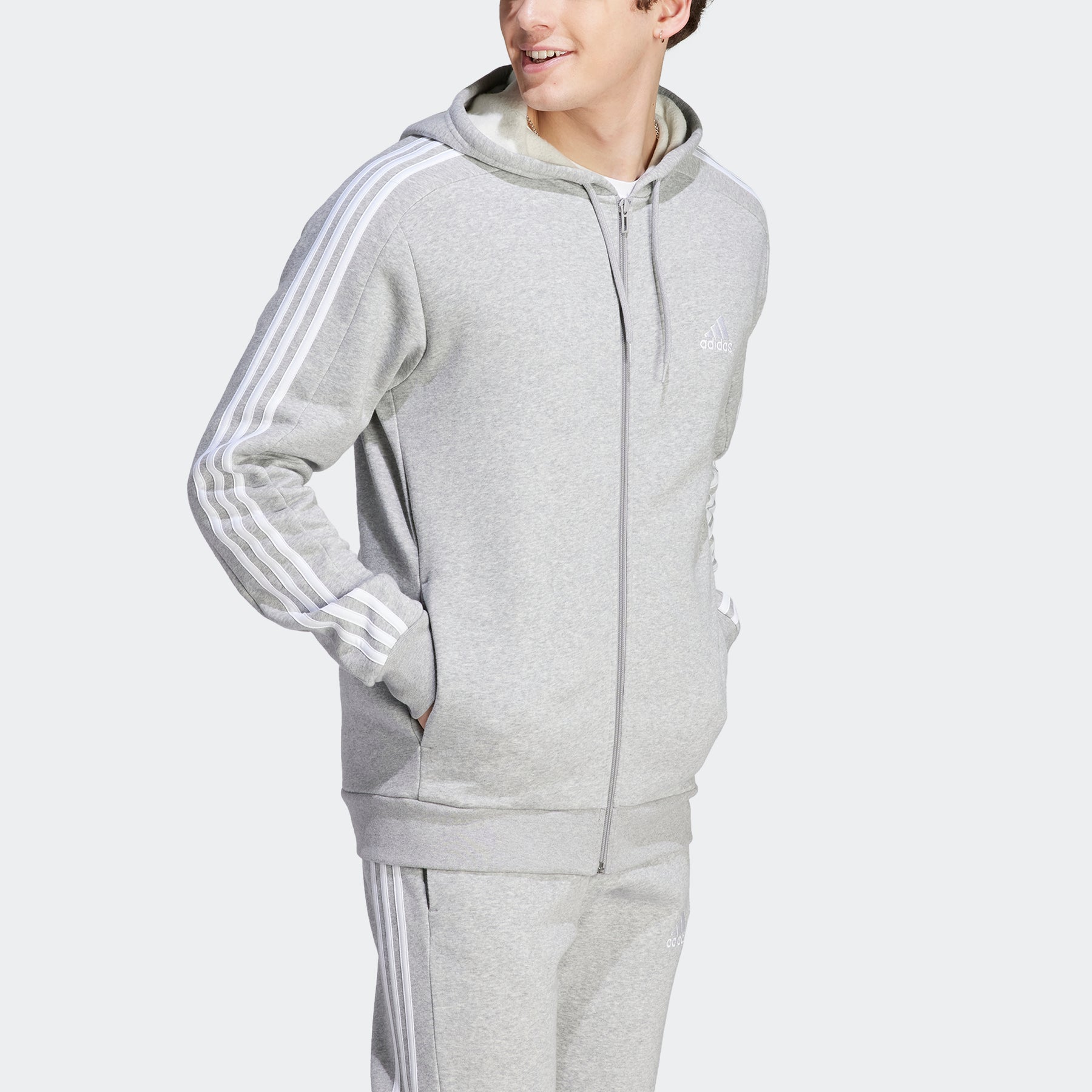 adidas Men's Essentials Fleece 3-stripes Full-zip Hoodie