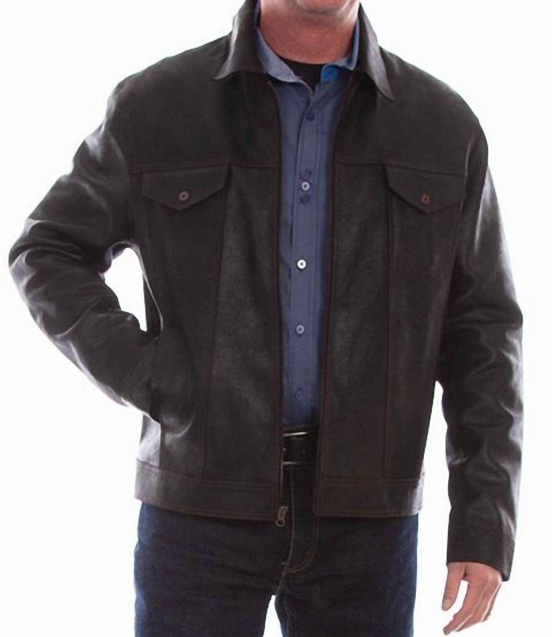 Scully Men's Leather Full Zip Jacket In Black | ShopSimon
