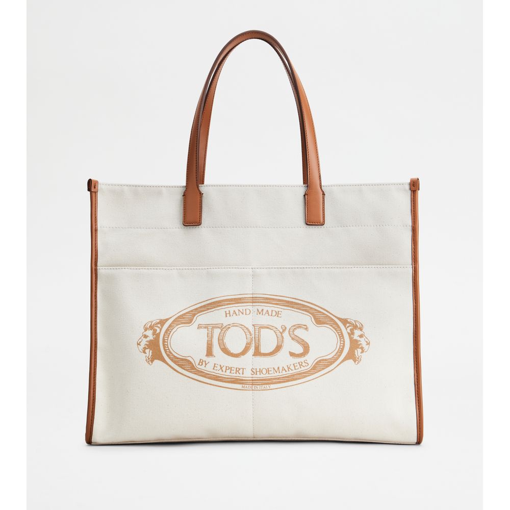 TOD'S Shopping Bag in Canvas and Leather Large | ShopSimon