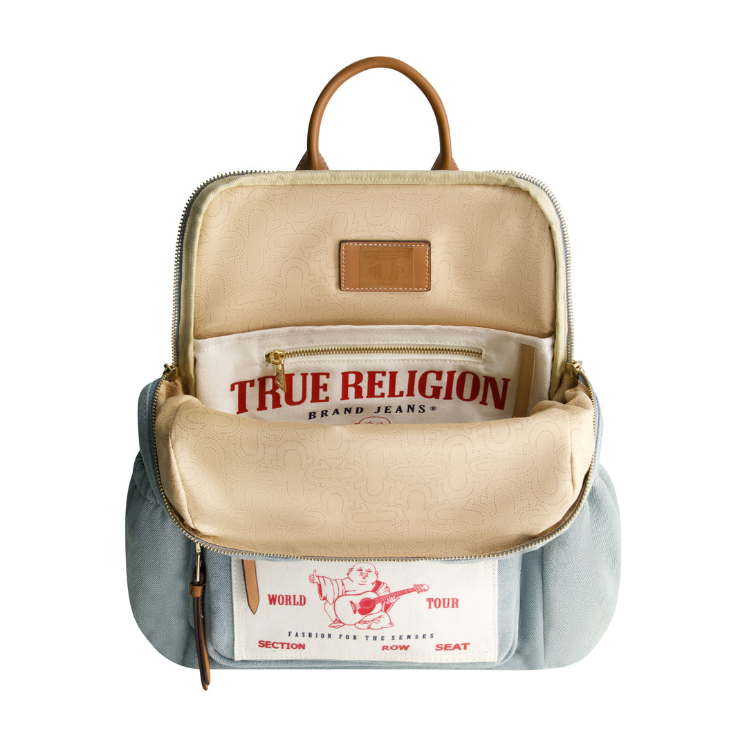 big buddha studded mini backpack True Religion Buddha Pocket Denim Backpack
