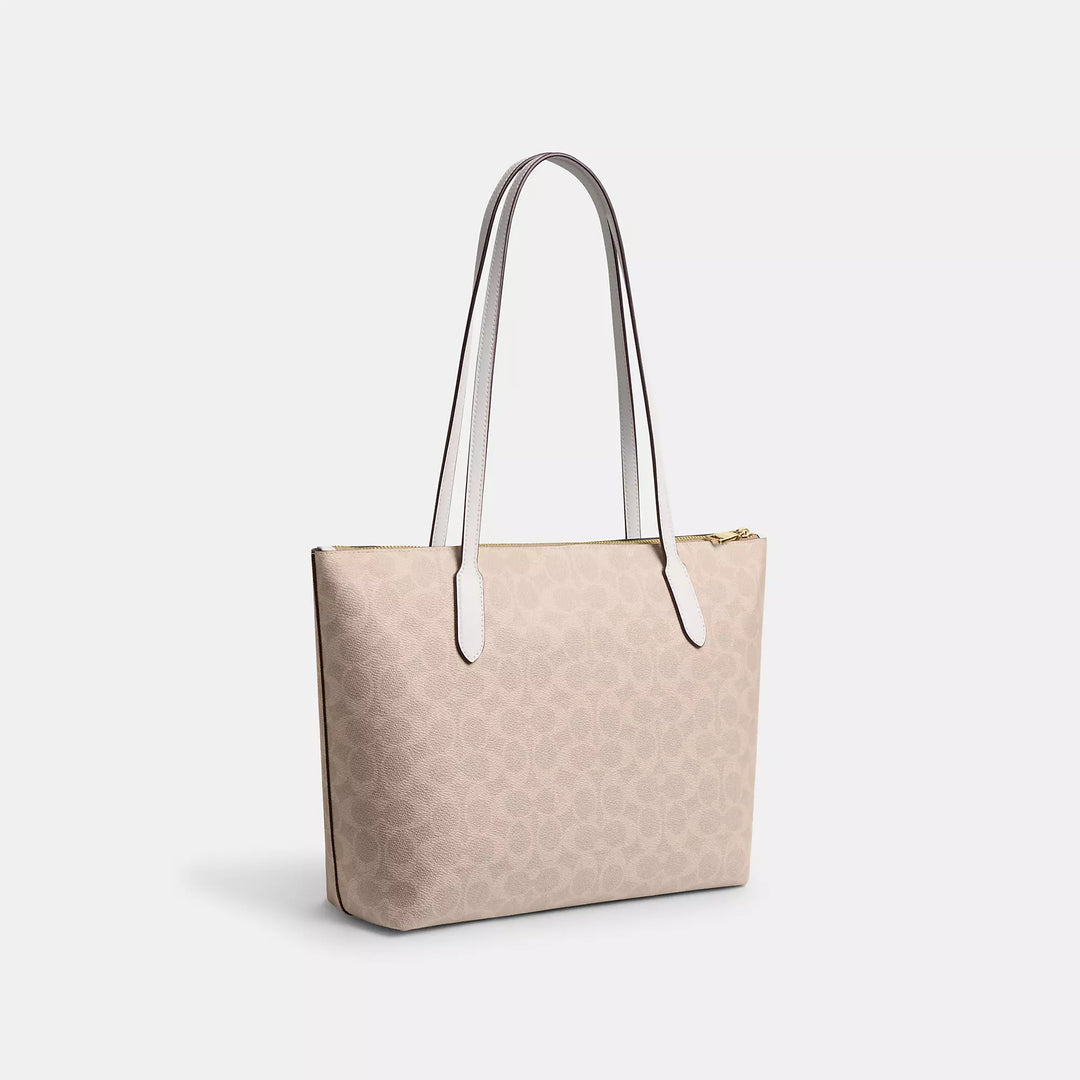Coach Outlet Zip Top Tote Bag In Signature Canvas | ShopSimon