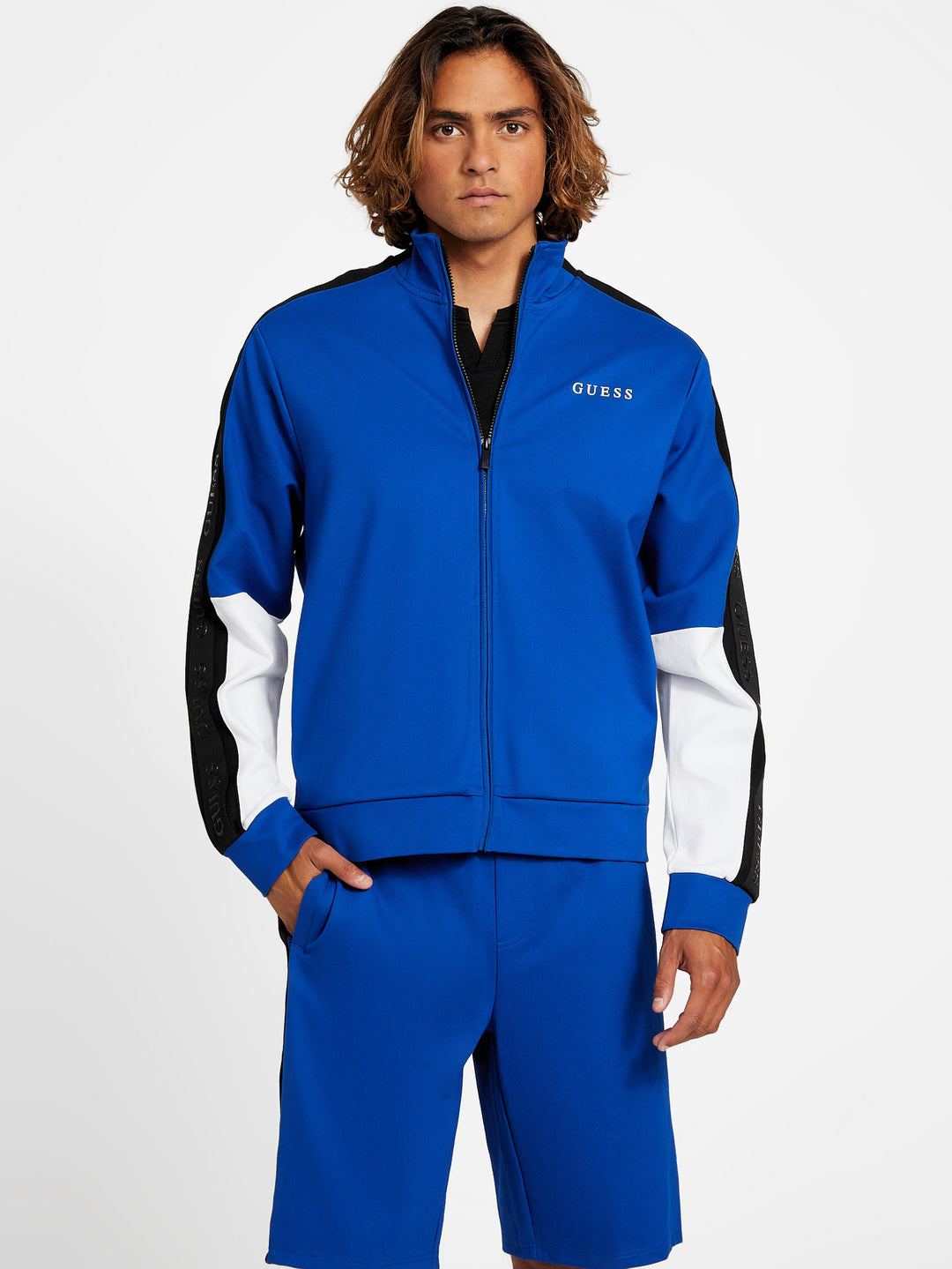 Guess Factory Mateo Color-Block Logo-Tape Jacket | ShopSimon