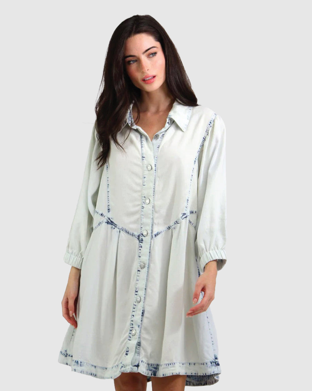 Belle & Bloom Bleached Denim SUPERCUT Denim Dress - White