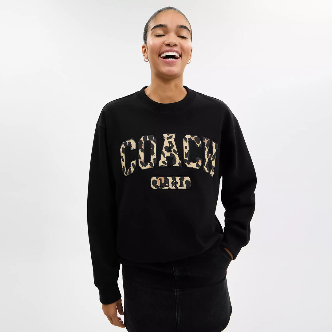 Coach Outlet Leopard Sporty Boyfriend Crewneck | ShopSimon