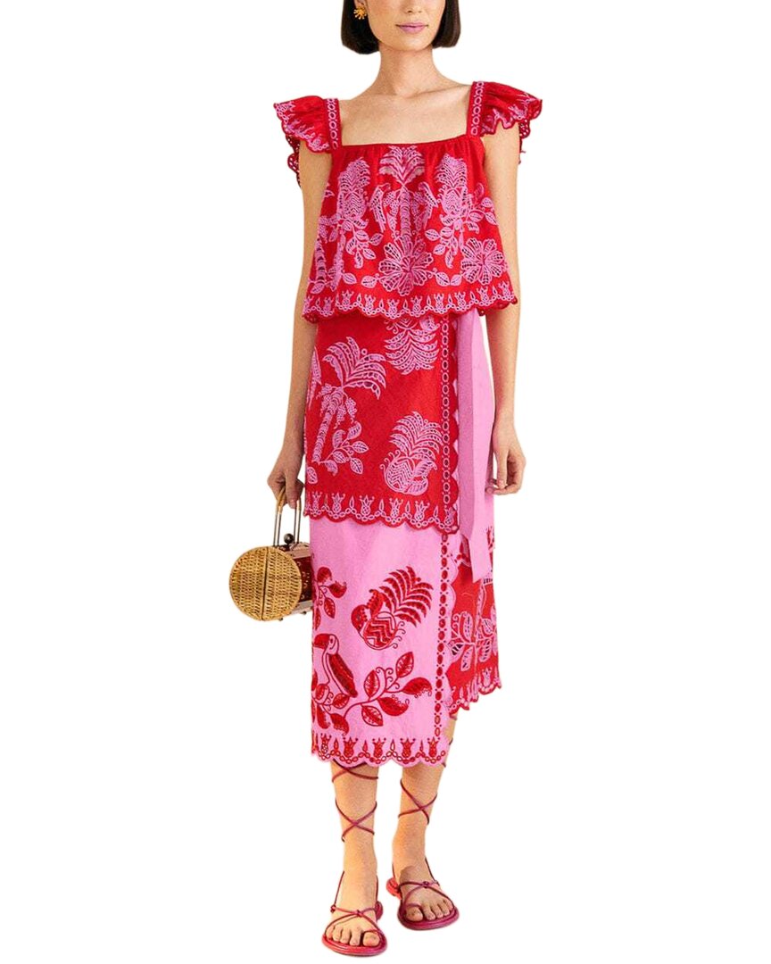 FARM Rio Palm Tree Richilieu Linen-blend Blouse | ShopSimon