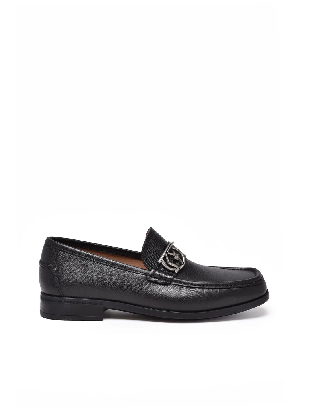 SALVATORE FERRAGAMO Black Leather Linus Loafers | ShopSimon