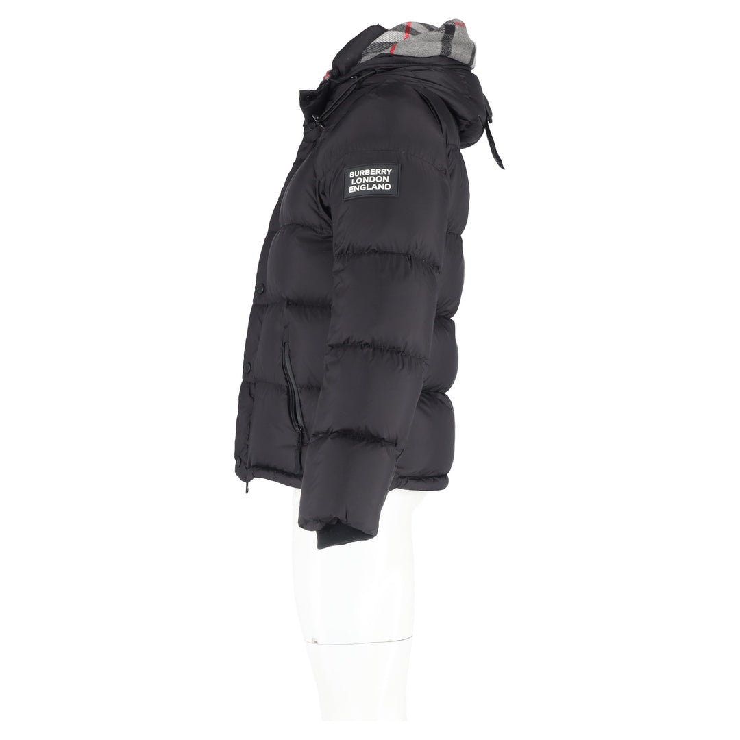 Burberry Logo-appliqué Puffer Jacket In Black Nylon | ShopSimon