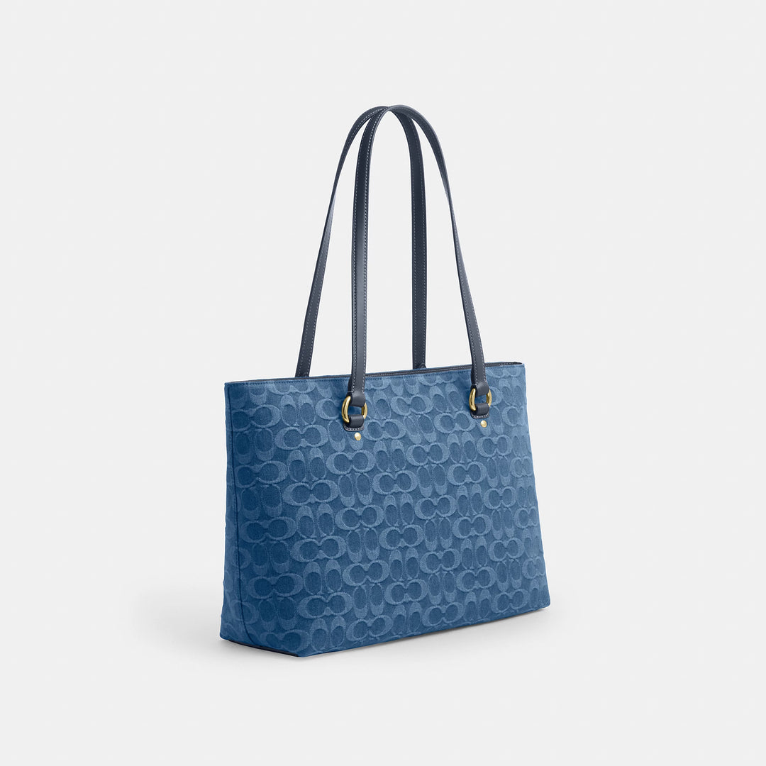 バッグ COACH ToteBag Denim Signature F11179 Coach Outlet Station Tote Bag In Signature Denim | ShopSimon