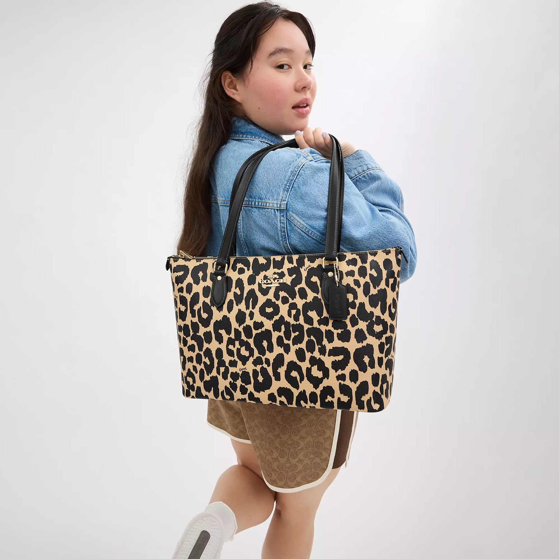 Coach Outlet Gallery Tote Bag With Leopard Print | ShopSimon