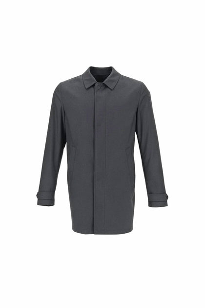 Herno Men's Button-Cuff Wool Trench Coat In Medium Grey | ShopSimon