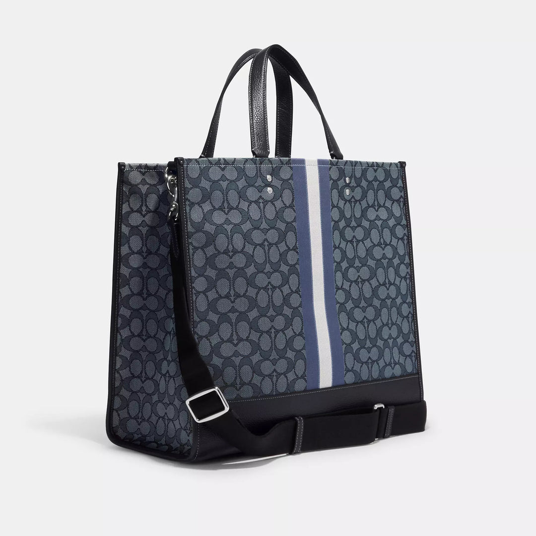 Coach Outlet Dempsey Tote 40 In Signature Jacquard With Stripe And