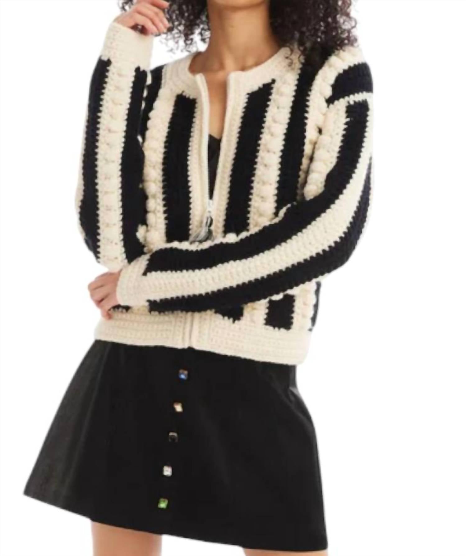 ALLISON NEW YORK Crochet Cardigan In Black/white,New Products : American Fashion Style Bags On Sale