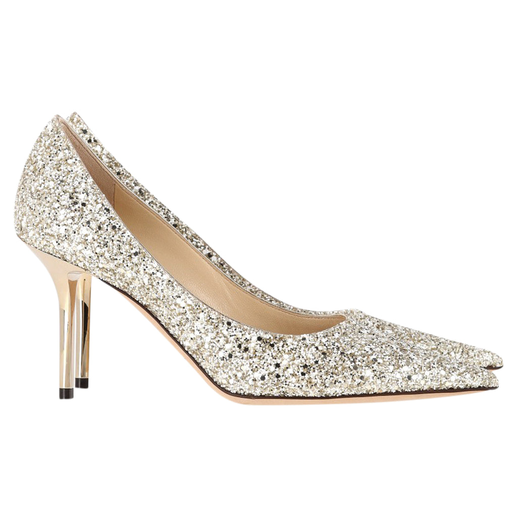 靴 JIMMY CHOO Romy 85 glitter pumps Champagne Coarse Glitter Fabric Pointy Toe Pump| ROMY 85