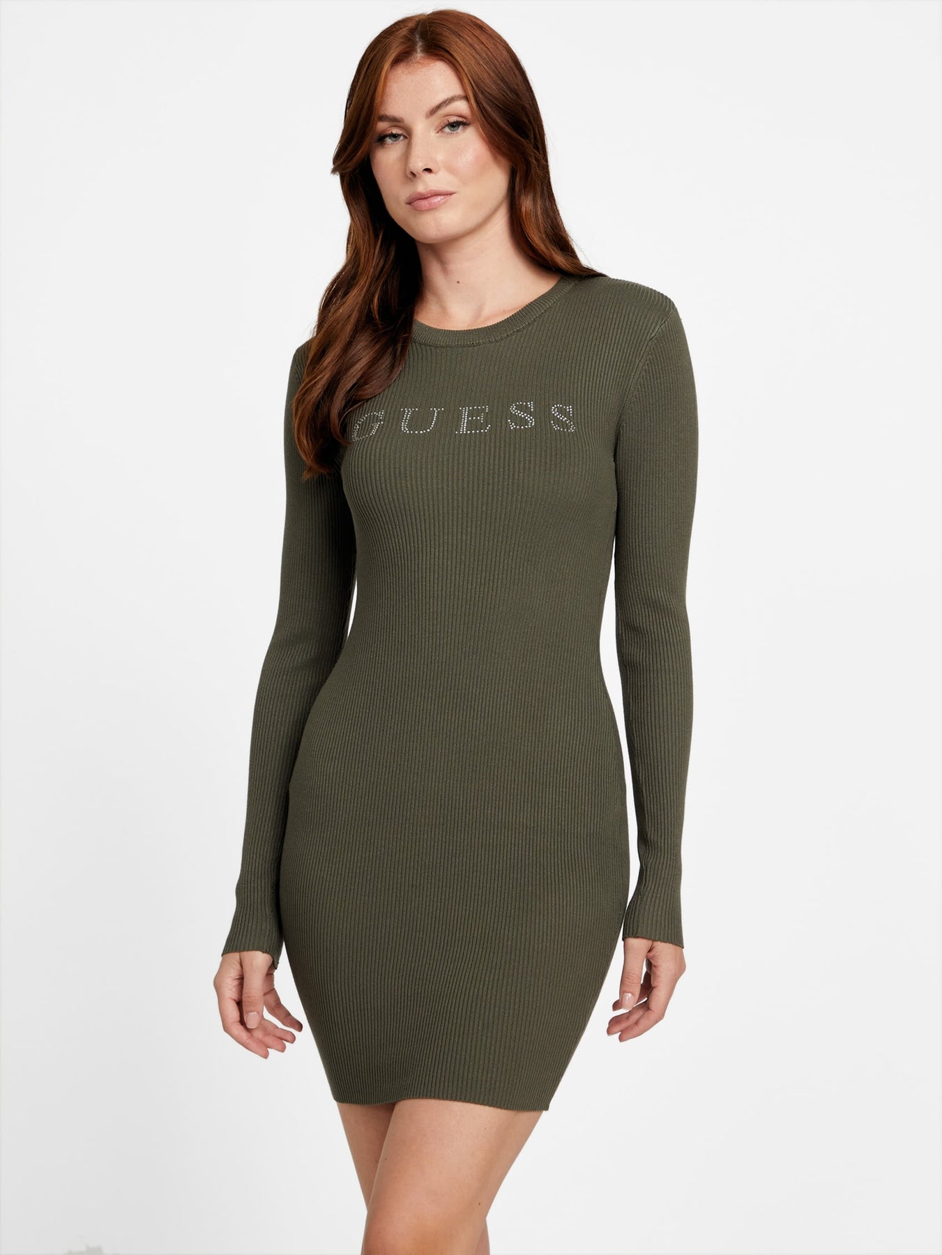 guess long sleeve dress Guess Factory Amiri Solid Long-Sleeve Sweater Dress