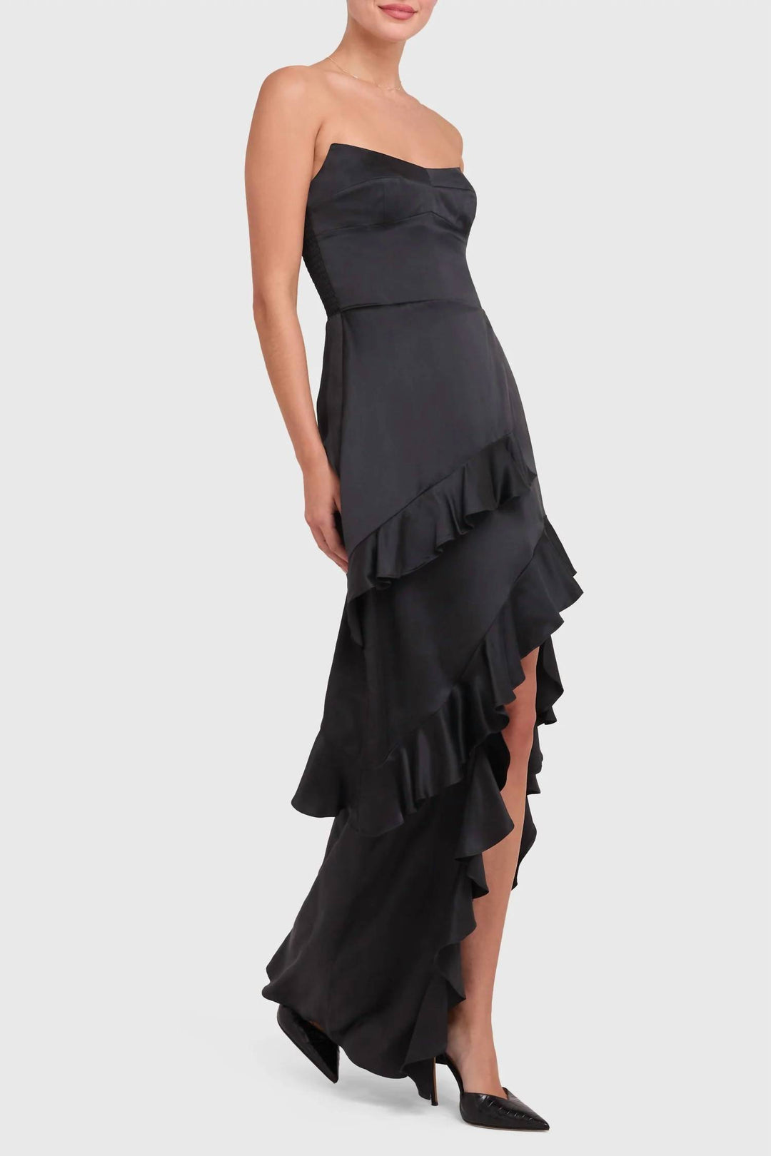 Amanda Uprichard Magnolia Silk Maxi Dress In Black