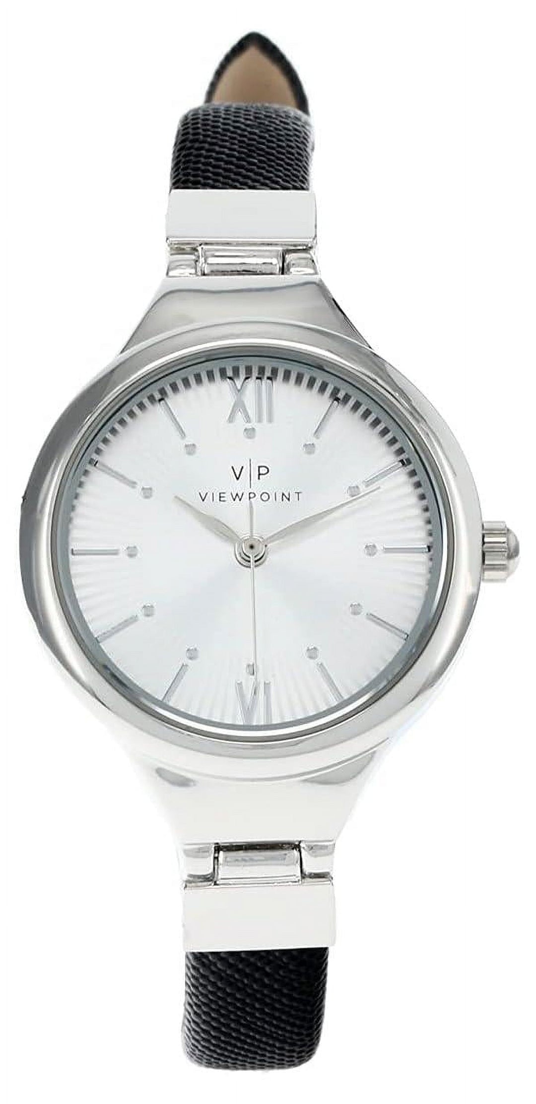 Timex Viewpoint Silver-tone Black Leather Ladies Watch  display picture 1