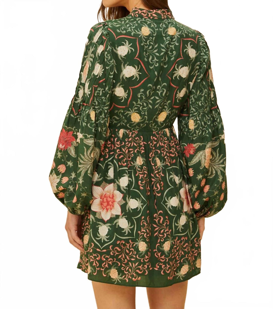FARM RIO Pineapple Garden Long Sleeve Mini Dress In Green | ShopSimon FARM RIO Pineapple Garden Long Sleeve Mini Dress In Green | ShopSimon