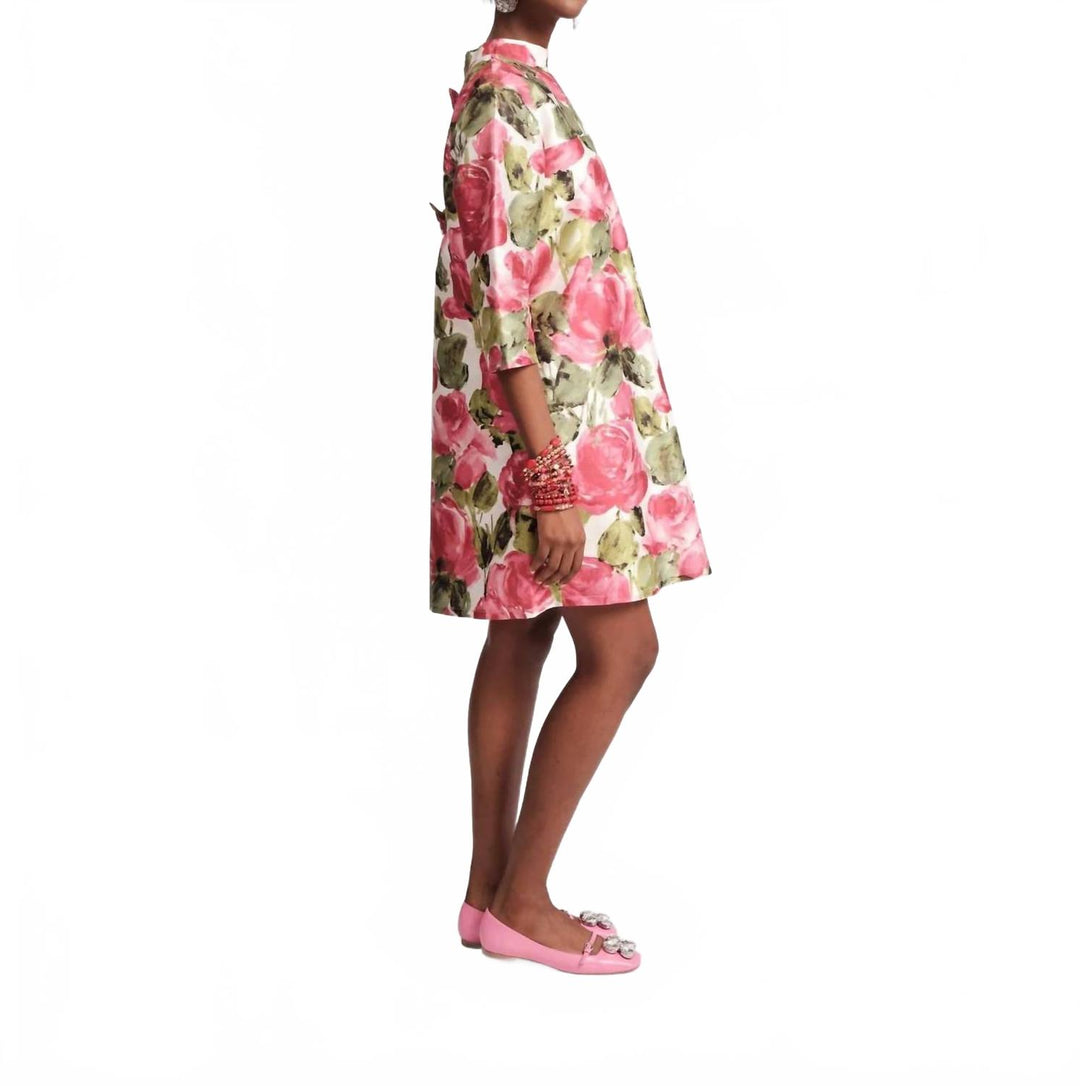 FRANCES VALENTINE Diplomat Mini Dress In Pink/multi
