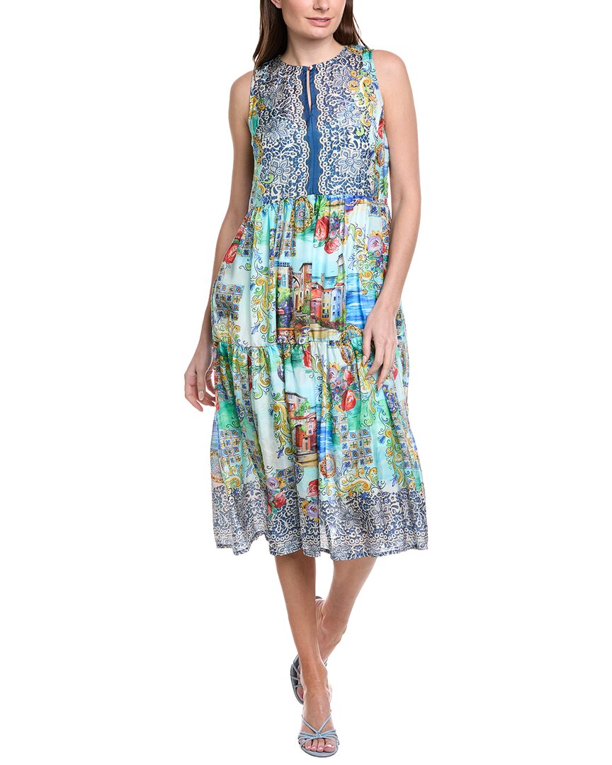 Johnny Was Tabitha Tiered Silk Midi Dress