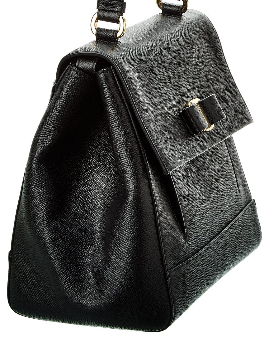 Salvatore Ferragamo Ferragamo Vara Bow Pebbled Leather