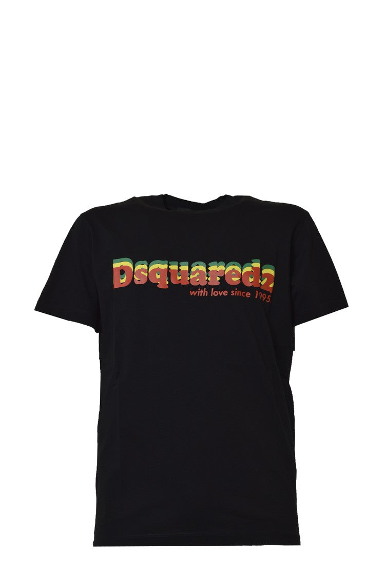 Tシャツ・カットソー DSQUARED2 Cool fit cotton t-shirt with logo print Nero Dsquared2 Cool Fit Cotton T-shirt With Logo Print In Black