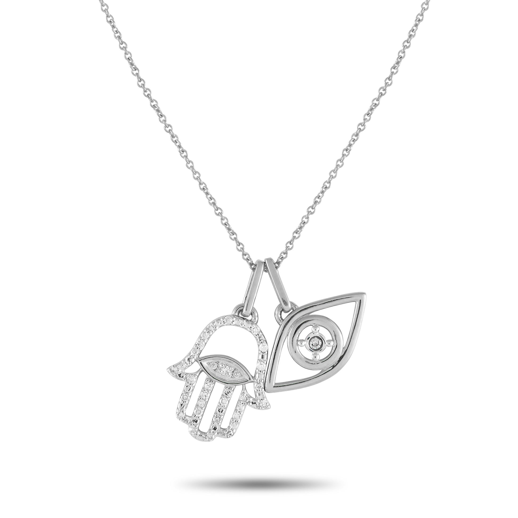 LB Exclusive LB Exclusive 14K White Gold 0.10ct Diamond Hamsa Pendant Necklace PN15480-W,Specials : American Fashion Style Bags On Sale
