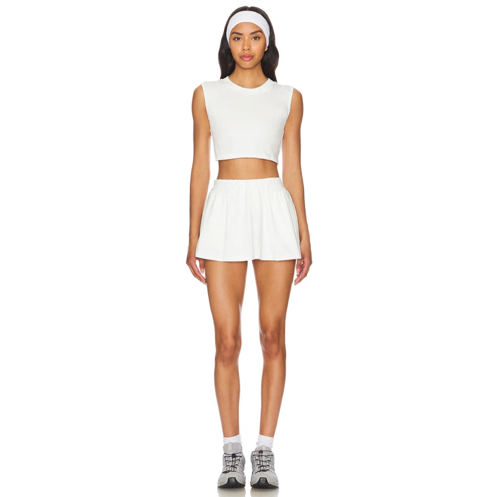 Free People Fp Movement Hot Shot Skort Women's White Elastic Waist