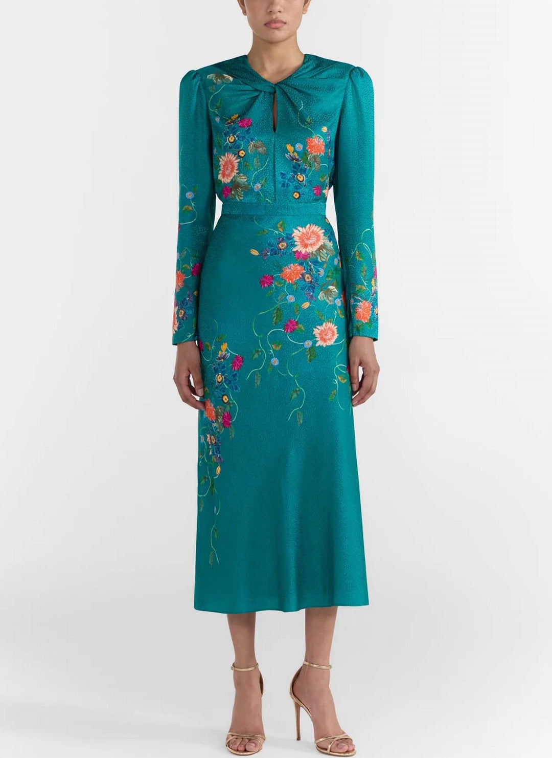 saloni claudia midi dress Claudia Long Sleeve Silk Midi Dress