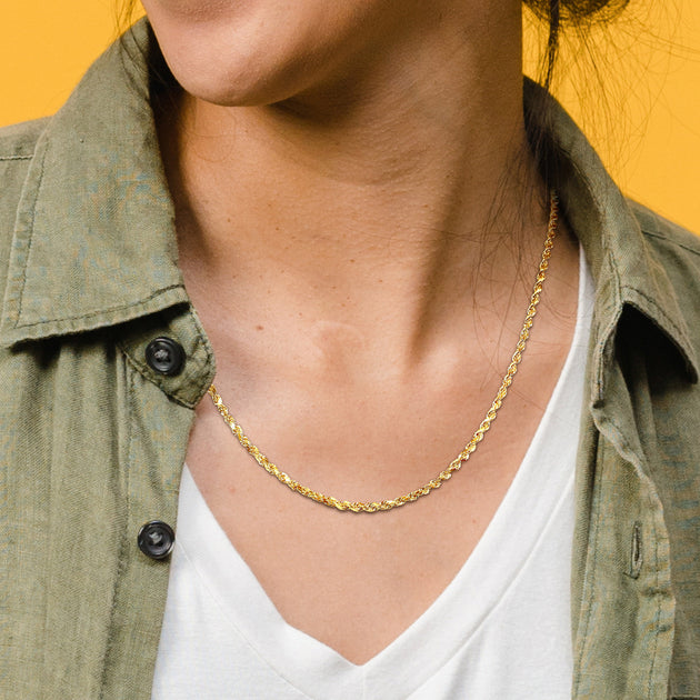 Mimi & Max 20 Inch Rope Chain Necklace In 14k Yellow Gold (3mm) | ShopSimon
