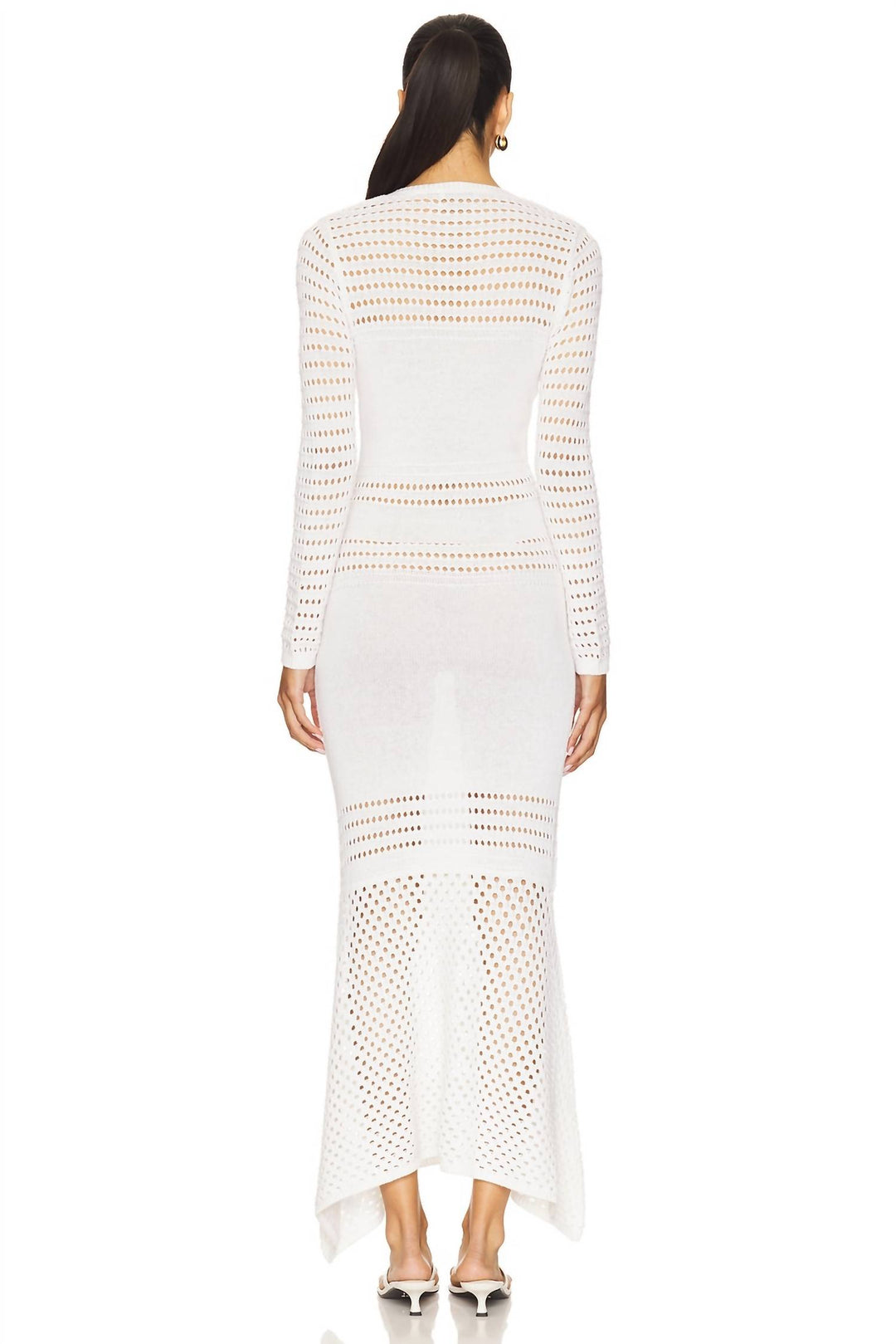 Matthew Bruch Striped Mesh Handkerchief Midi Dress