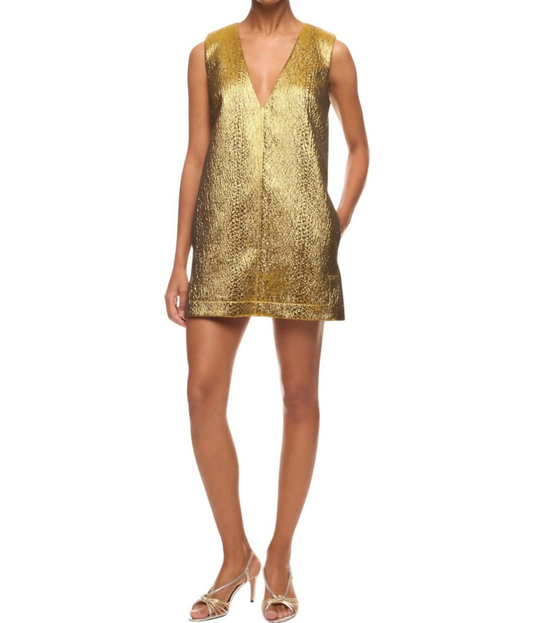 white christmas dresses SIMON MILLER Fountain Metallic Mini Dress In Star Gold