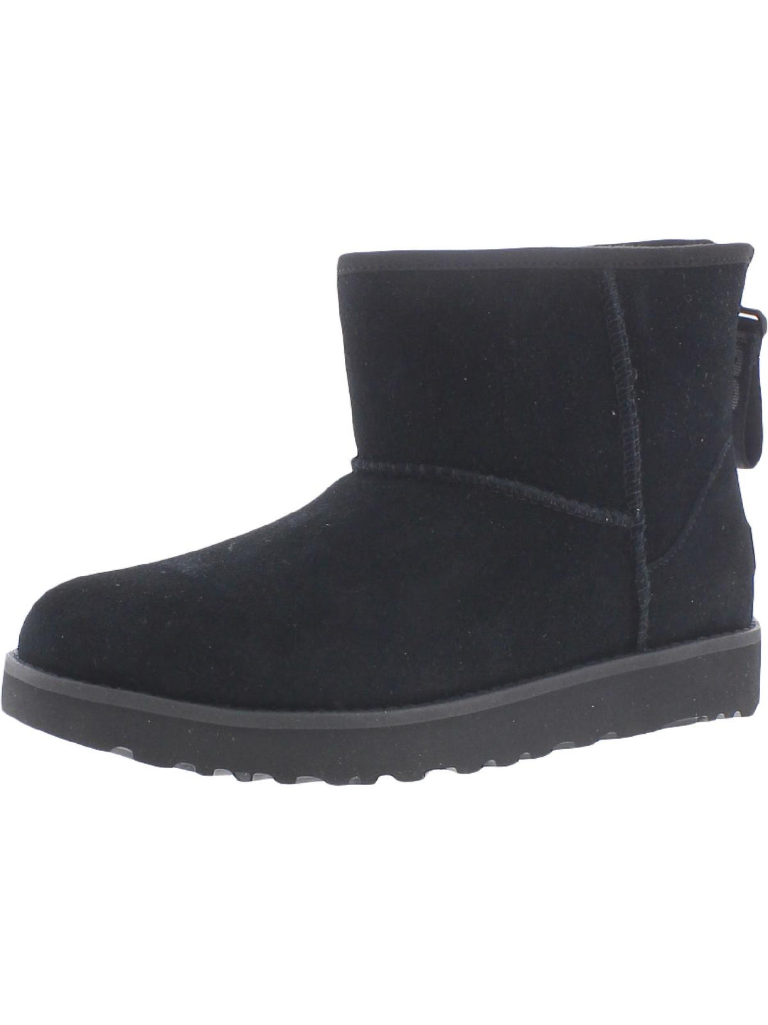 UGG CLASSIC FEMME women boots Lace up black suede shearling ankle wedge 7 order 38 new