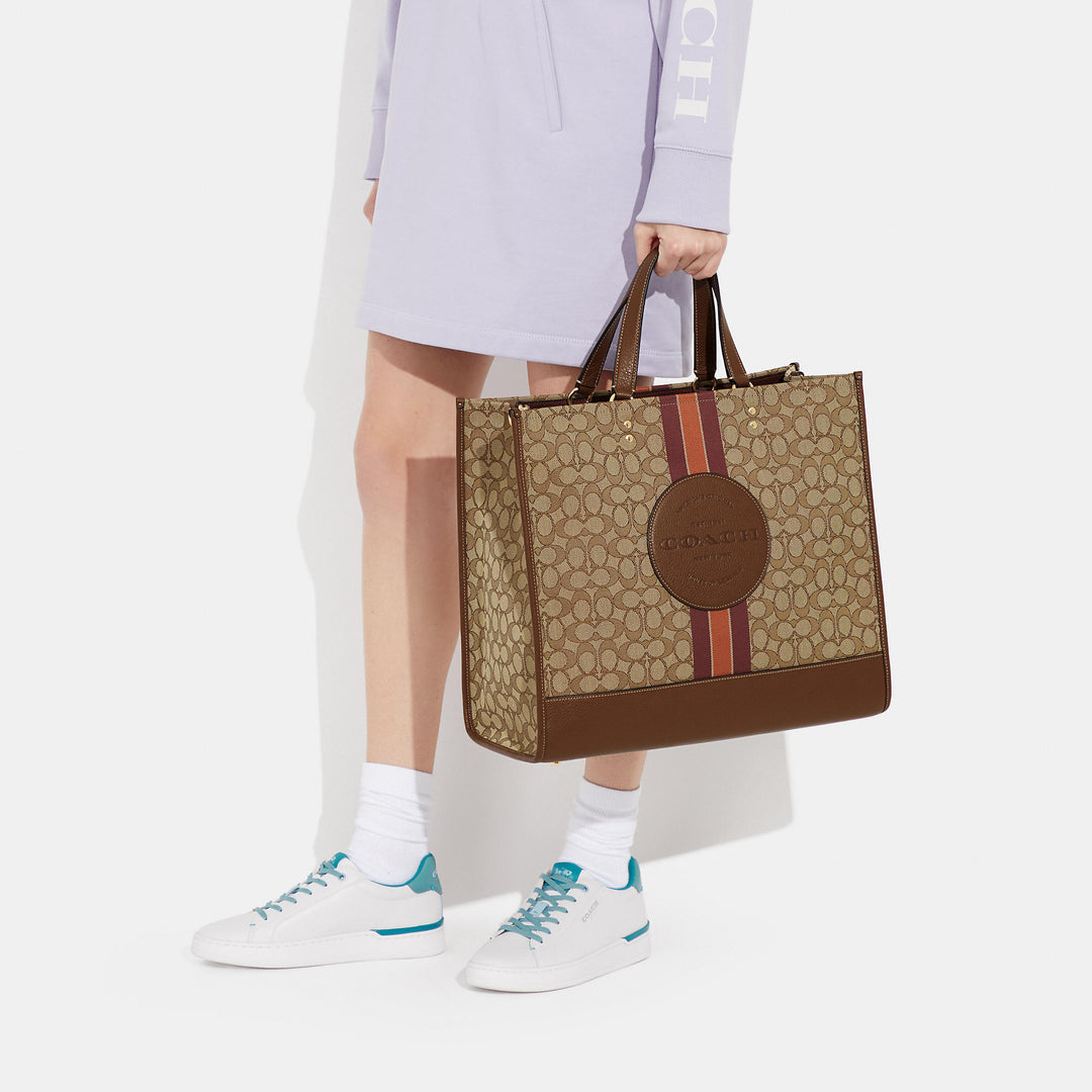 Coach Outlet Dempsey Tote 40 In Signature Jacquard With Stripe And