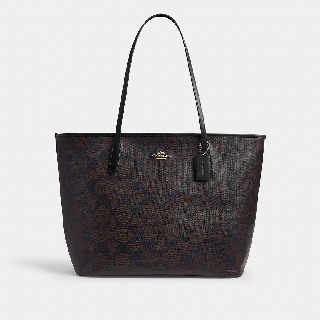 coach large tote travel bag Coach Outlet Large City Tote Bag In Maxi Signature Canvas