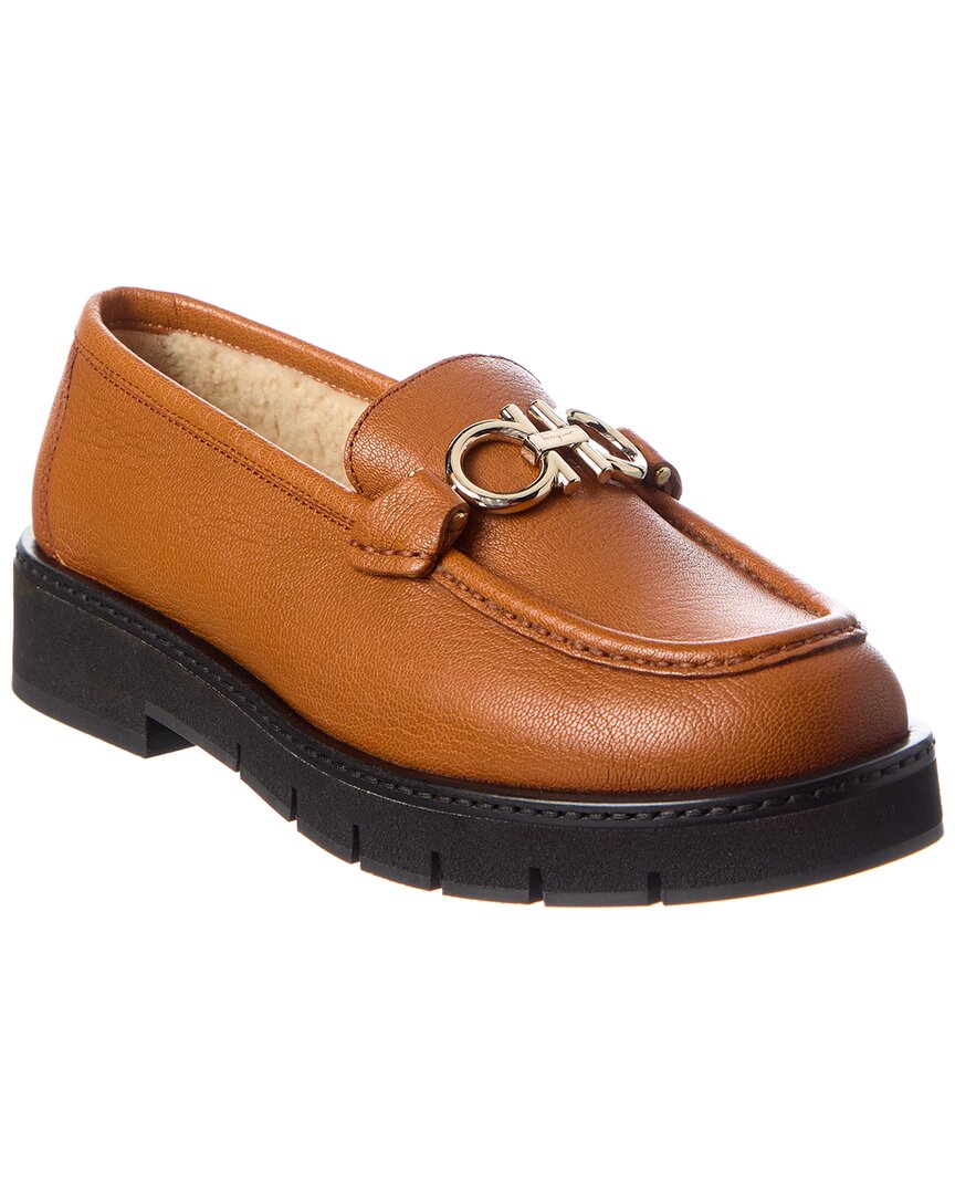 Salvatore Ferragamo Ferragamo Rolo Lug Leather & Shearling Loafer