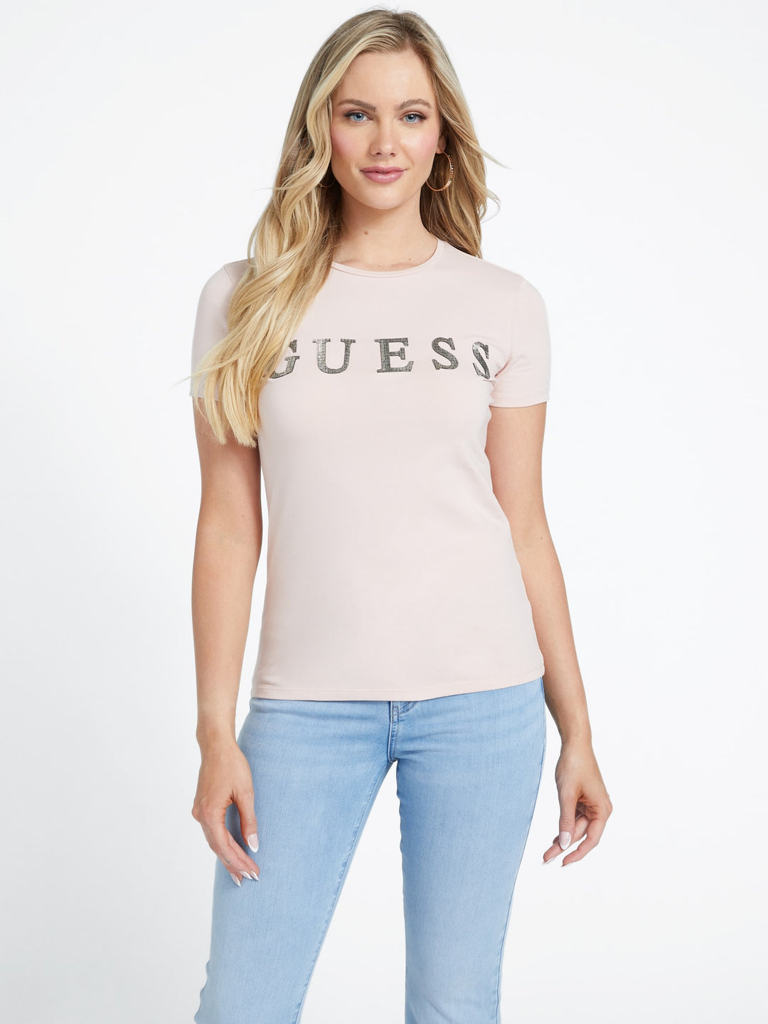 *p(R)ojectR® Rhinestone Logo SS Tee XL Guess Factory Pepper Rhinestone Logo Tee | ShopSimon
