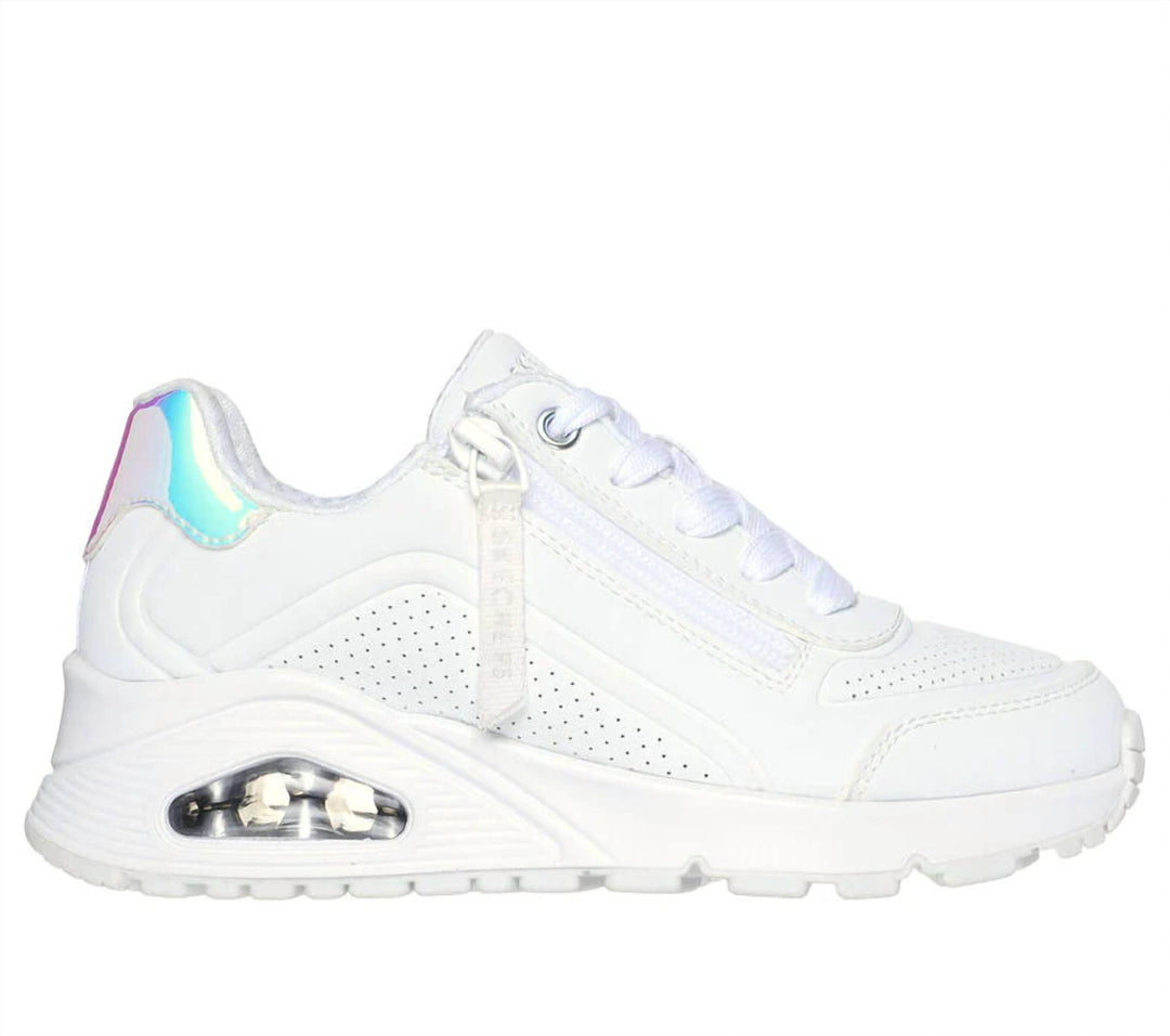 Skechers Kid's Uno Gen1 Zippered Lace Sneakers In White | ShopSimon