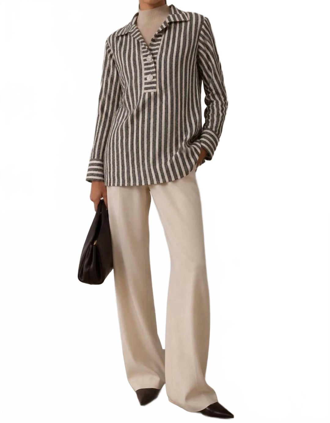 J'Envie/Eli The First Class Tunic Top In Black/sand | ShopSimon
