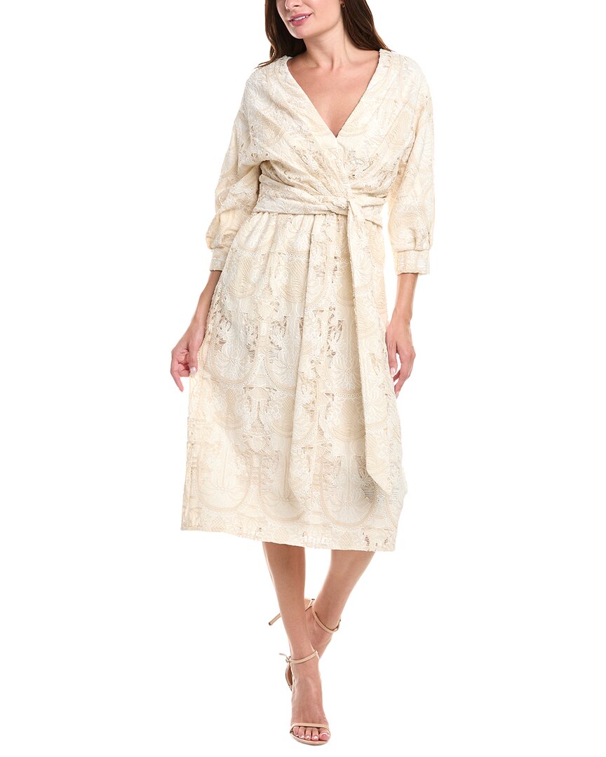 Badgley Mischka Embroidered Midi Dress