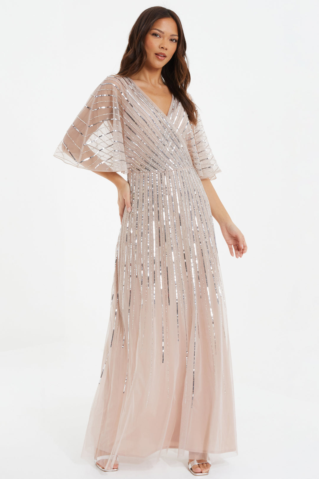 QUIZ Women's Embellished Sequin Evening Dress