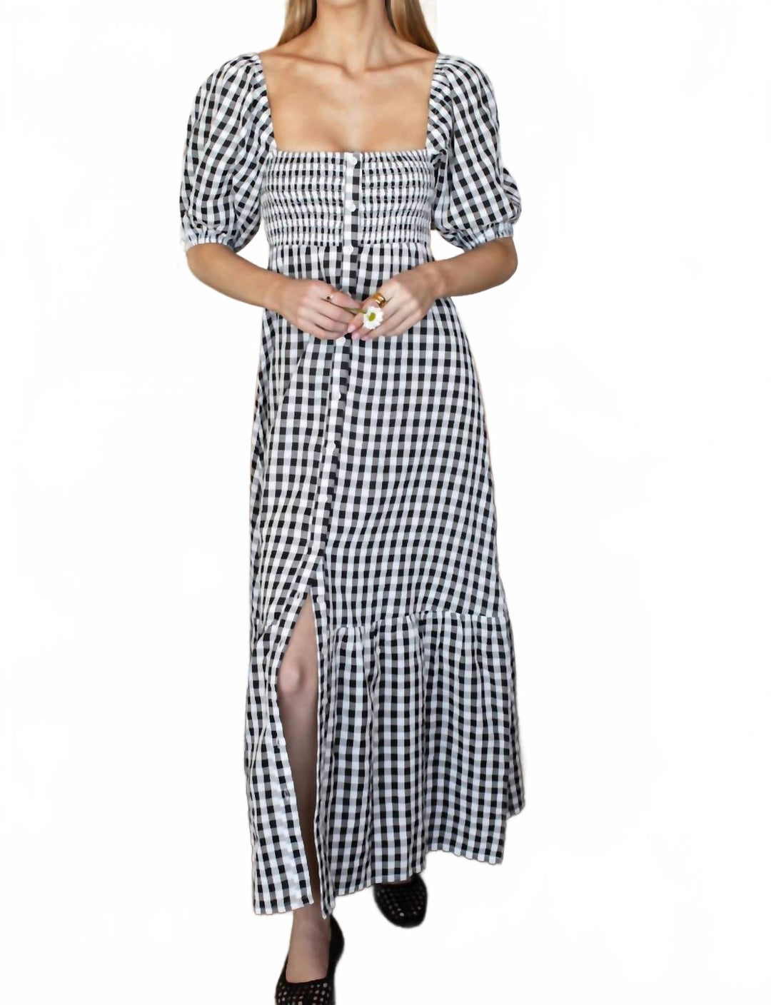 chinese dress ladies EMERSON FRY Santiago 3 Maxi Dress In Black/white Large Check